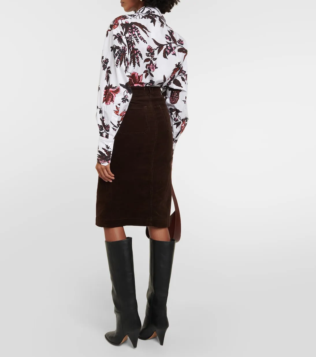 Corduroy midi skirt with high waist Frame, brown