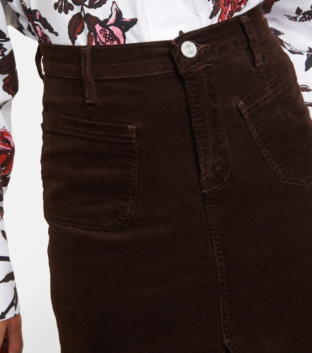 Corduroy midi skirt with high waist Frame, brown