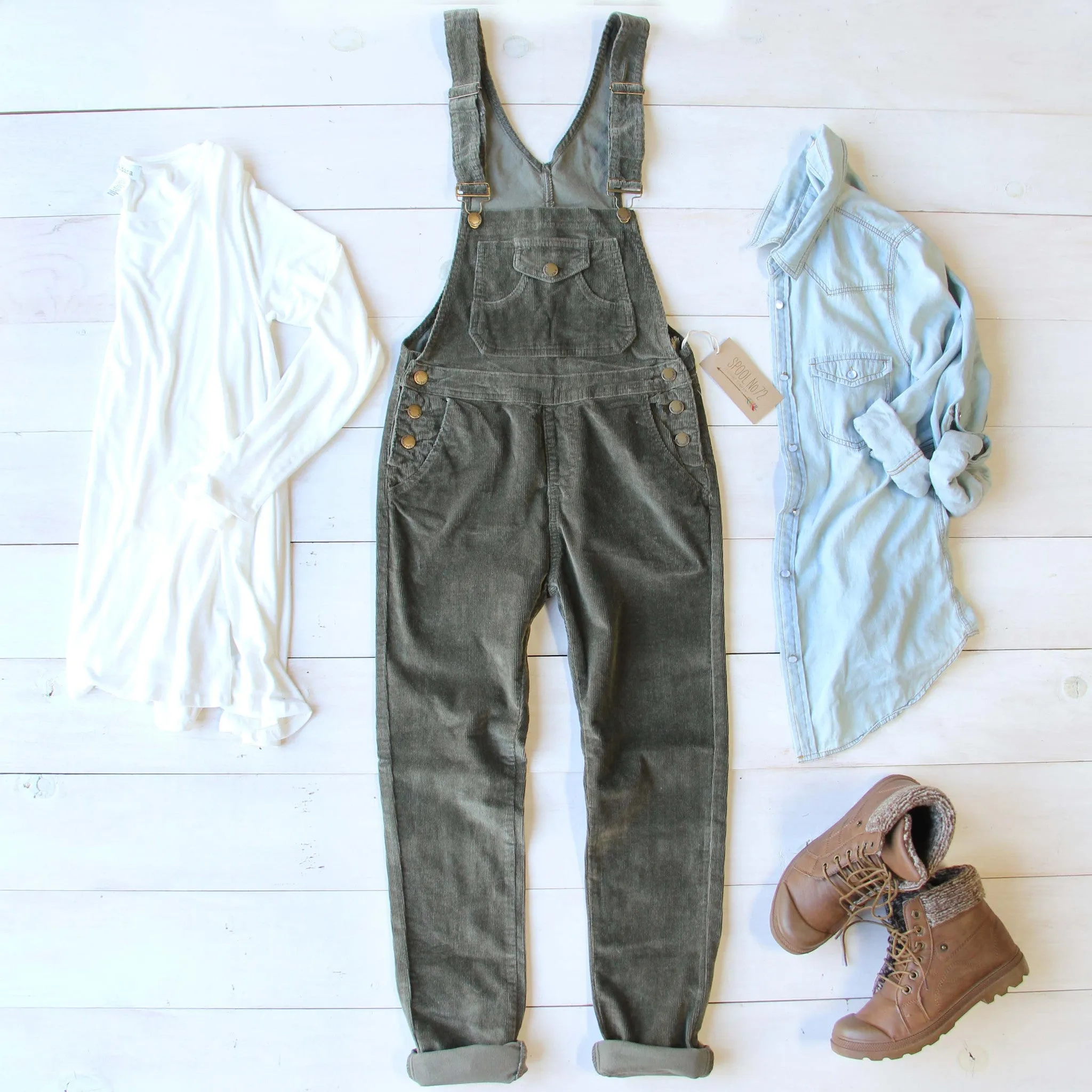 Cozy Corduroy Overalls in Sage