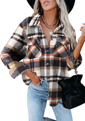Dokotoo Womens Corduroy Button Down Shirts Boyfriend Long Sleeve Oversized Blouses Tops