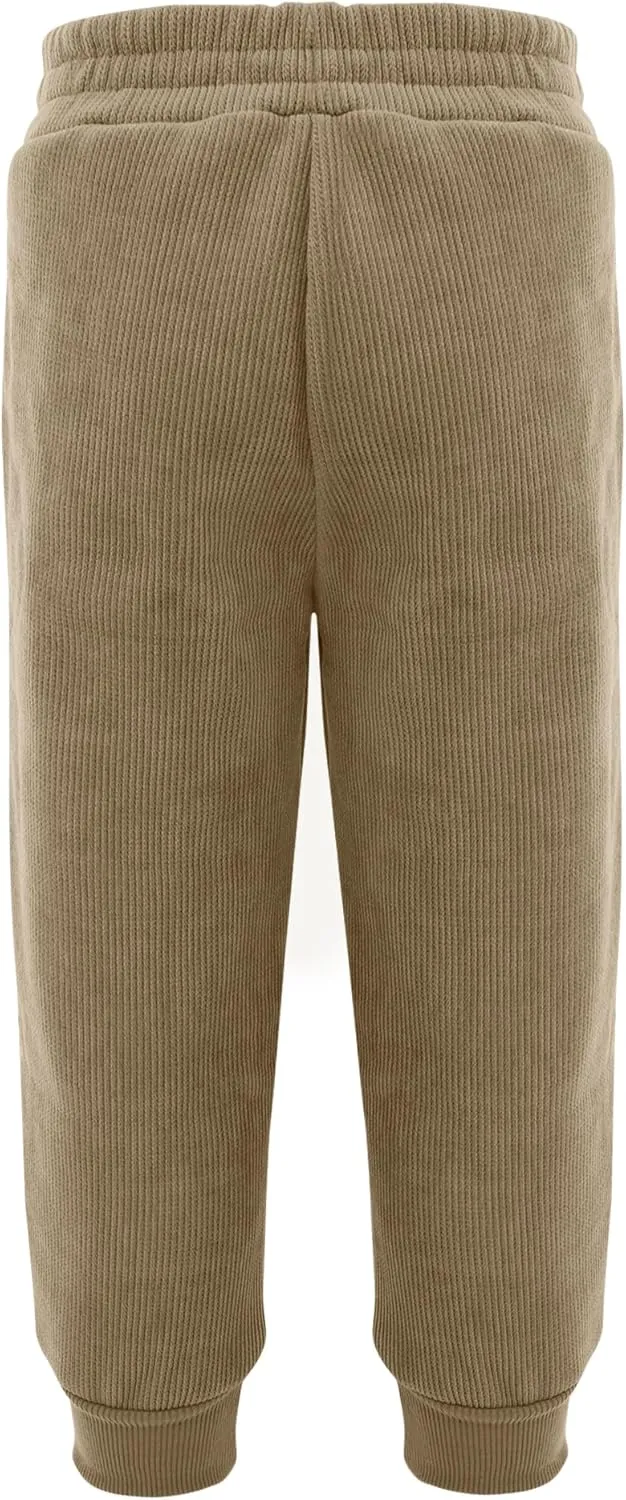 Happy Cherry Unisex Kid Baby Fleece Lined Jogger Pants Ribbed Regular Fit Pull On Thermal Sweatpants 1-12Y