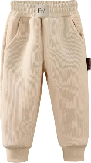 Happy Cherry Unisex Kid Baby Fleece Lined Jogger Pants Ribbed Regular Fit Pull On Thermal Sweatpants 1-12Y