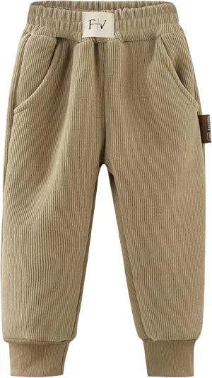 Happy Cherry Unisex Kid Baby Fleece Lined Jogger Pants Ribbed Regular Fit Pull On Thermal Sweatpants 1-12Y