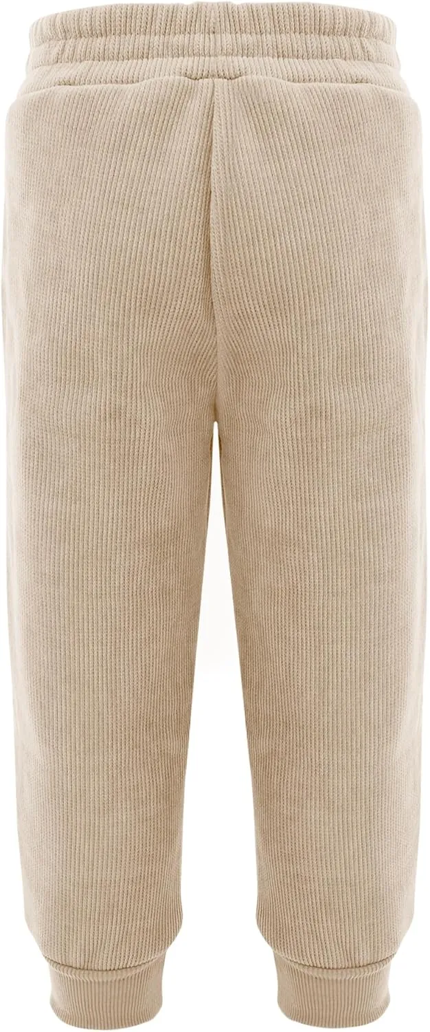 Happy Cherry Unisex Kid Baby Fleece Lined Jogger Pants Ribbed Regular Fit Pull On Thermal Sweatpants 1-12Y