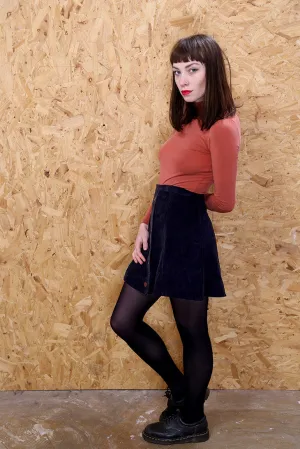LOOT LABEL Black Corduroy Button Down Skirt