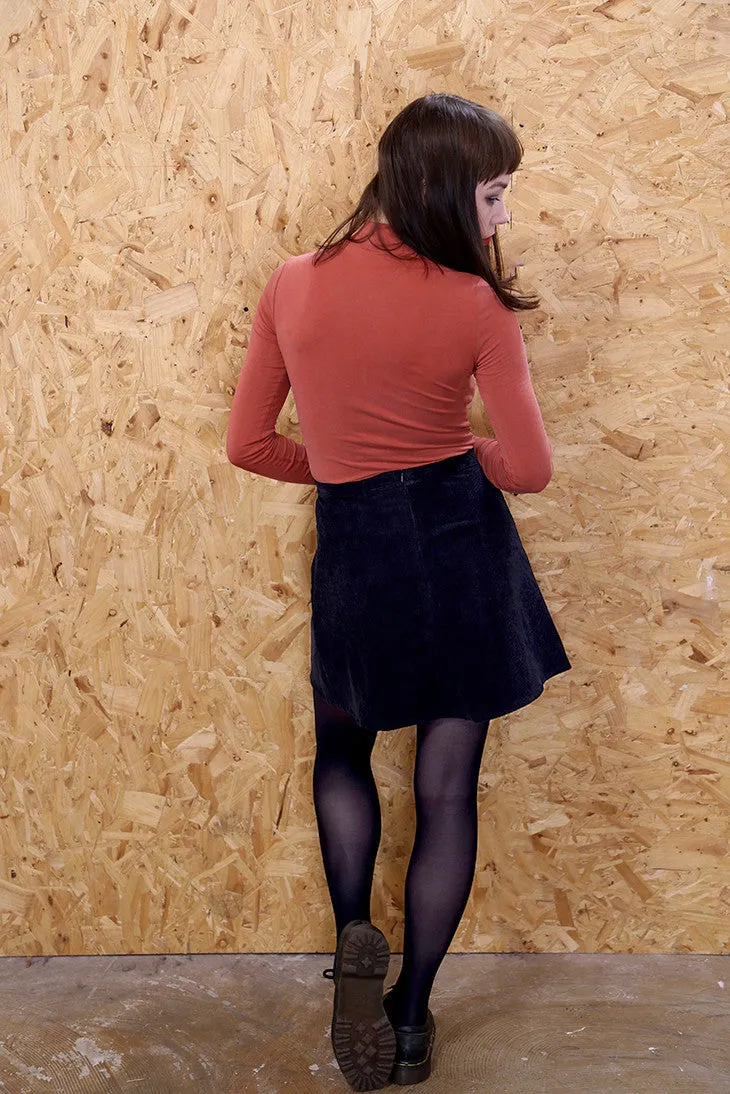 LOOT LABEL Black Corduroy Button Down Skirt