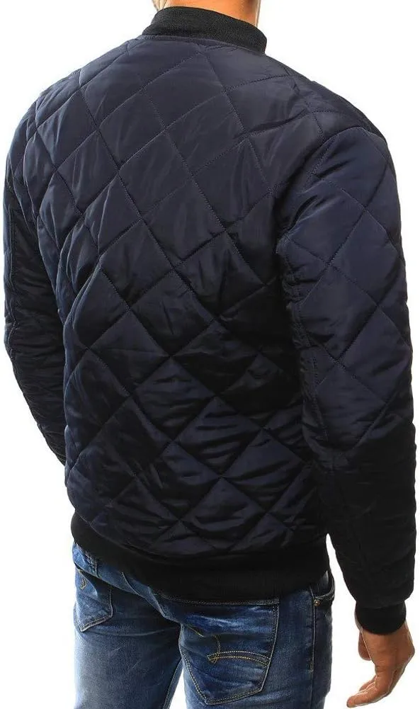 Mens Flight Bomber Jacket Diamond Quilted Varsity Jackets Winter Warm Padded Coats Outwear