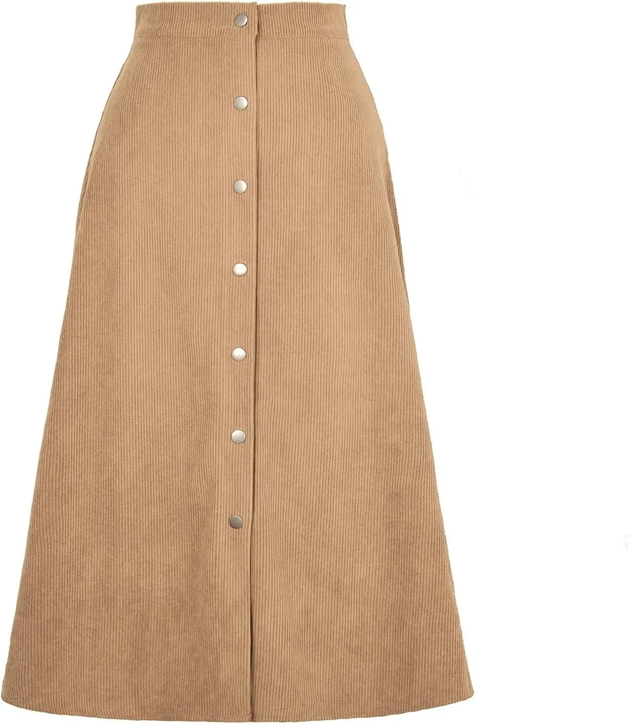 Midi Skirts for Women Trendy Corduroy Skirt Button Down High Waisted Skirts Business Casual A Line Skirt