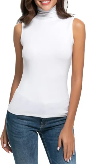 Nasperee Women Sleeveless/Long Sleeve Mock Turtleneck Tank Tops Slim Fit Stretchy Layer Tee Shirts
