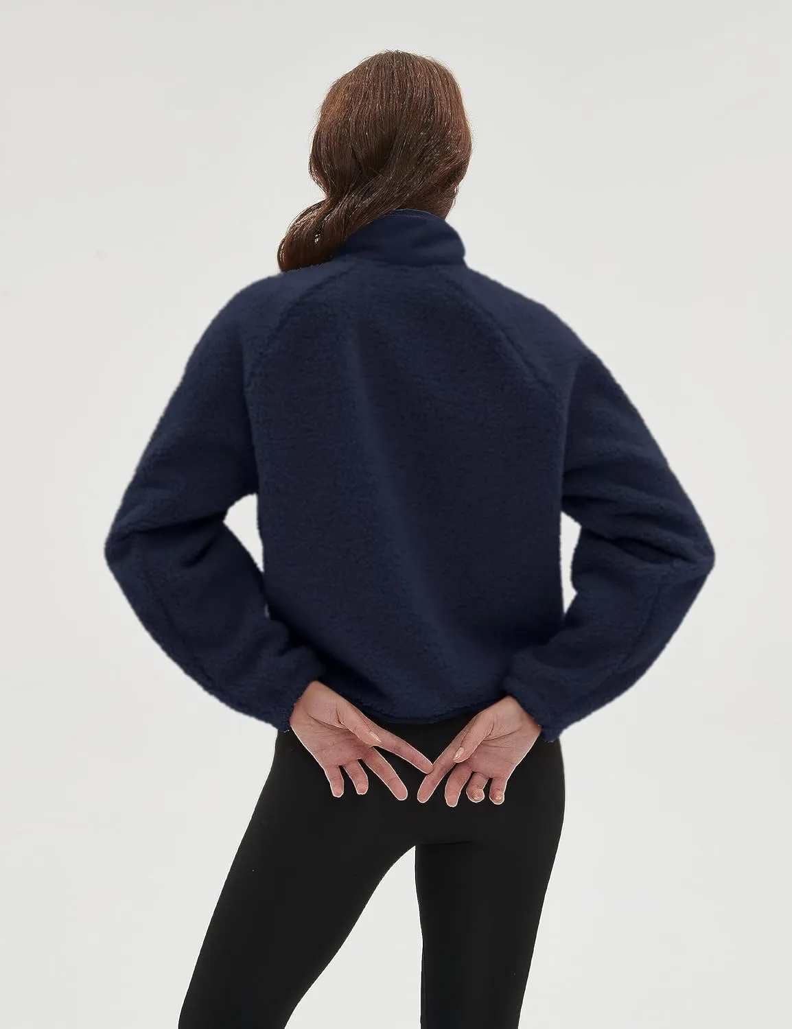 Omoone Women's Cropped Fleece Jacket Faux Fur Sherpa Coat Jackets Winter Outwear