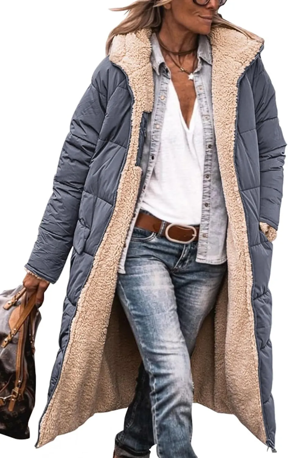 PRETTYGARDEN Women's 2025 Winter Fashion Clothes Oversized Shearling Fleece Long Coats Jackets