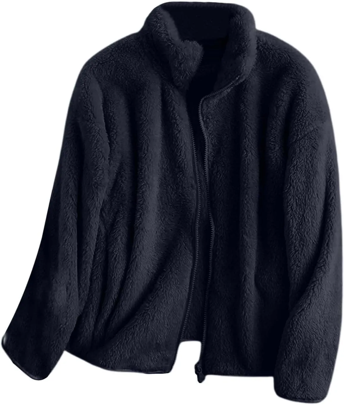 Sherpa Jacket Women Lightweight Fleece Zip Up Jackets Long Sleeve Cozy Soft Fluffy Fuzzy Sweater Coats with Pockets