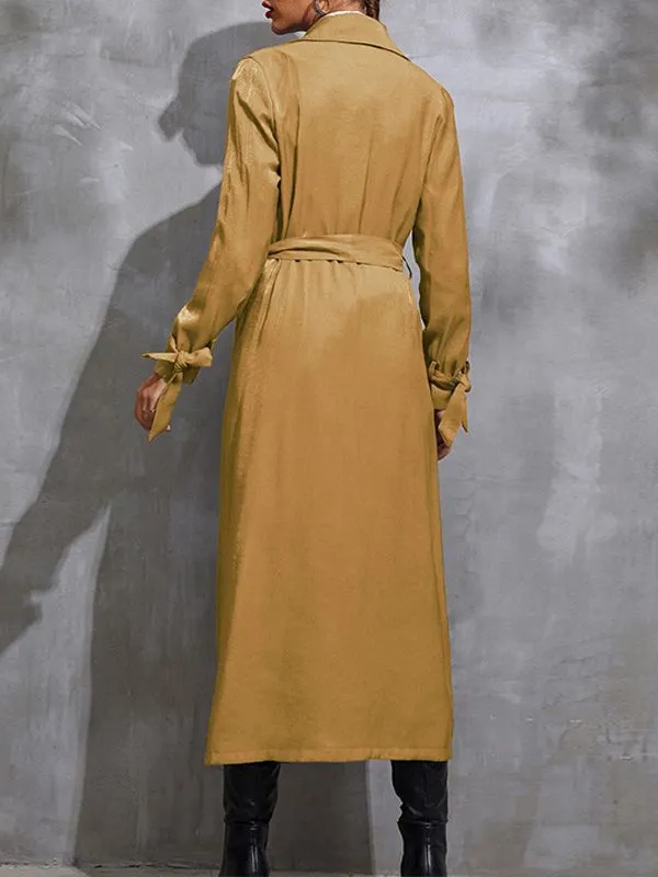 Solid Color Fashion Mid-Length Trench Coat Wholesale Coats And Jackets