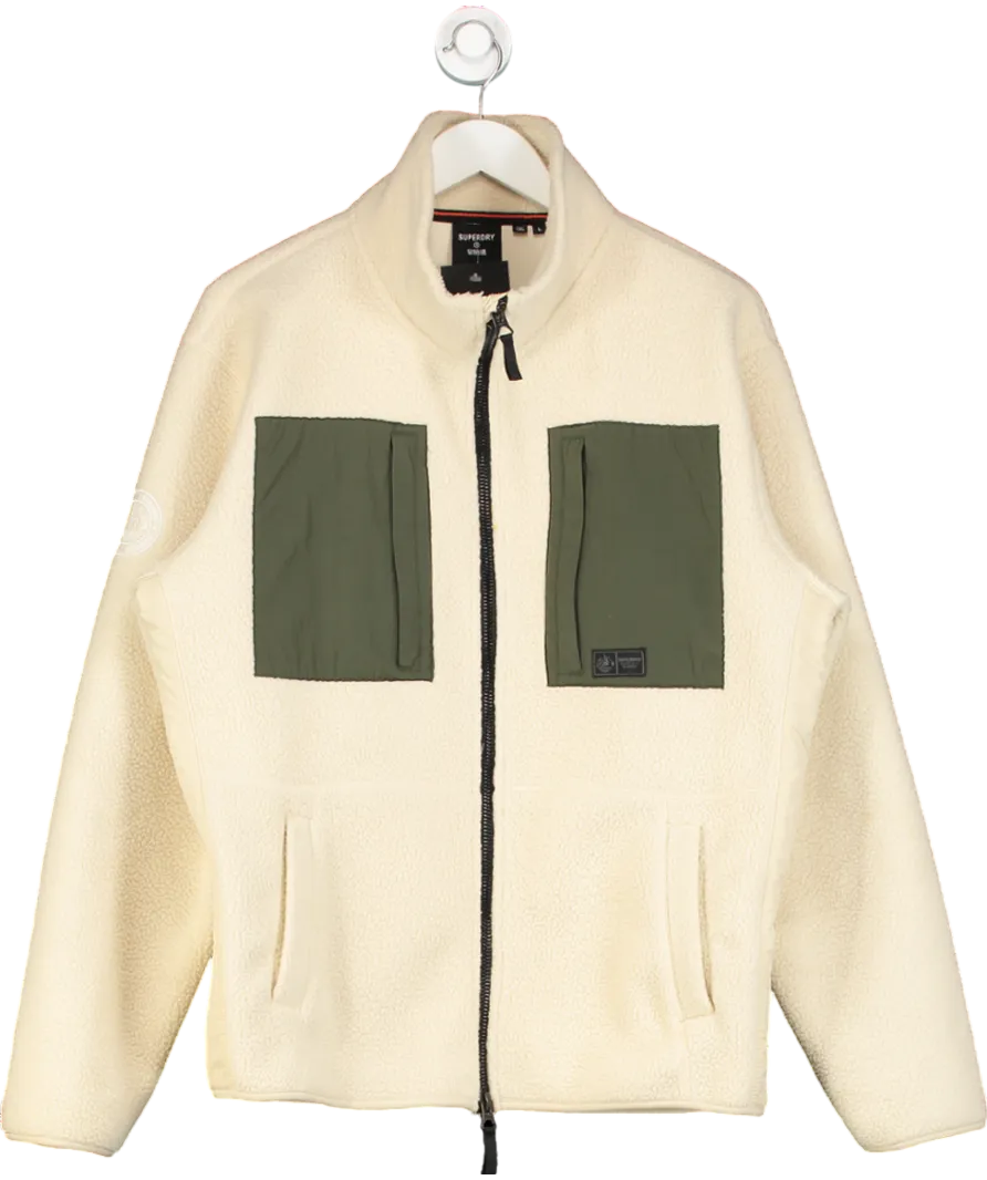 Superdry Cream Teddy Fleece Jacket UK L