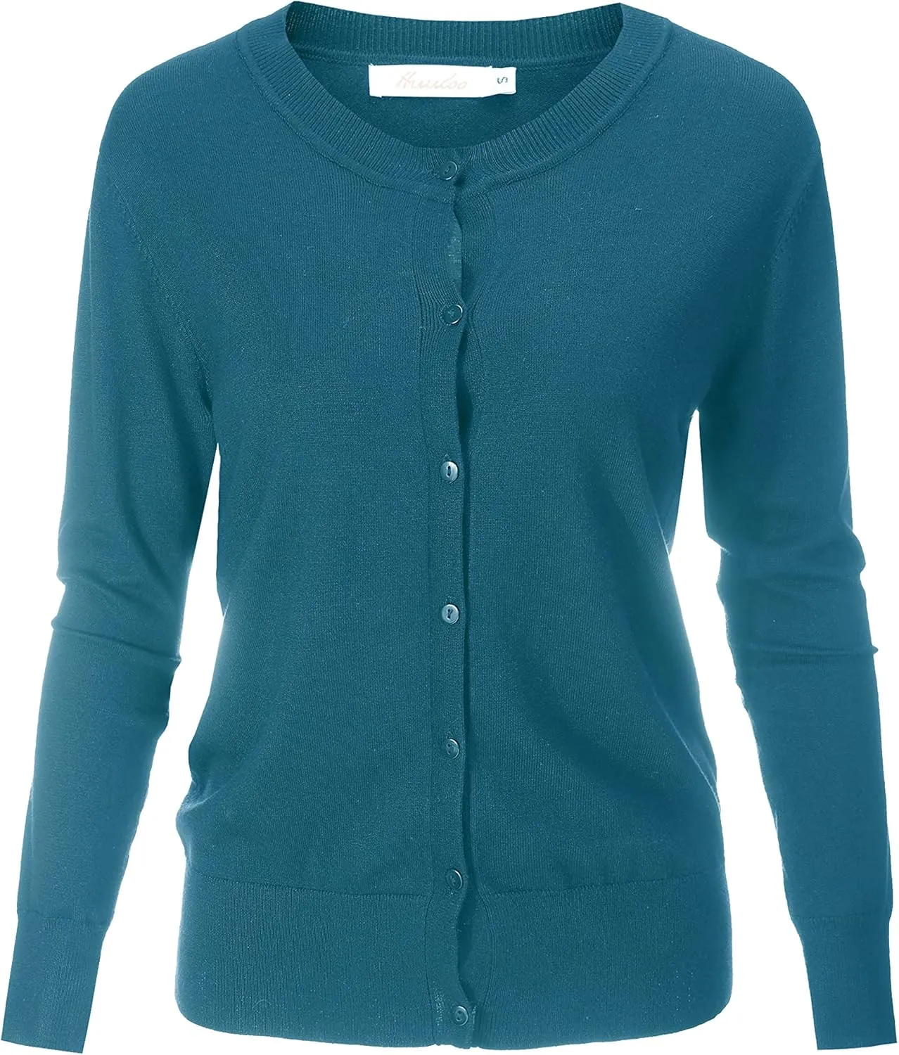 Women's Crew Neck Button Down Long Sleeve Cardigan Sweater