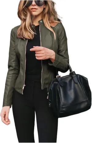 Women's Faux Leather Moto Biker Blazer Jackets Fall Faux Suede Motorcycle Jacket Coat Vintage Pu Leather Streetwear